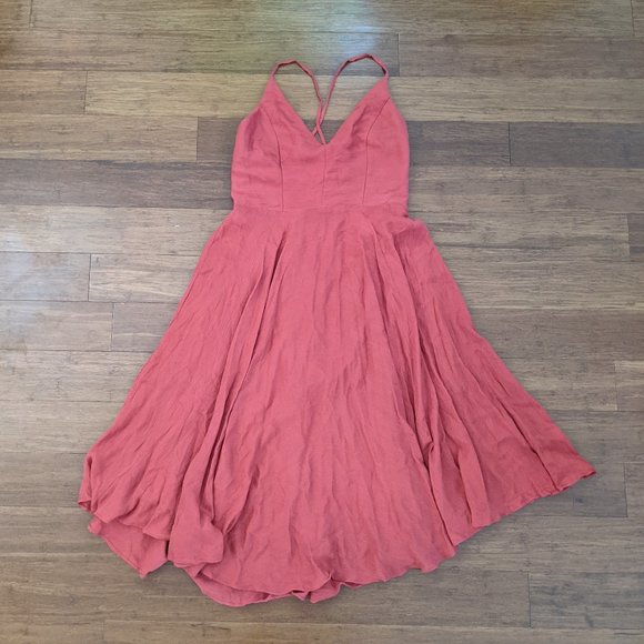 Lulus Dresses & Skirts - Lulu's Strappy Red Corset-back summer dress